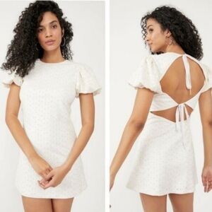 Free People Apricot Rose Eyelet Mini Dress in White Size XL